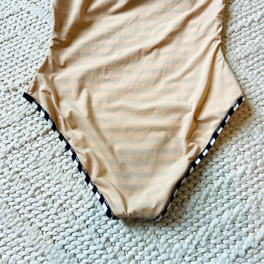 J CREW Classic 1 Tie Strap Navy Striped One Piece Swimsuit Womens 10 Like New - Picture 8 of 10